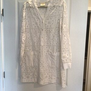 Anthropologie Maeve White Eyelet Beach Dress